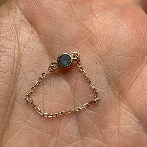 14k solid gold aquamarine chain ring